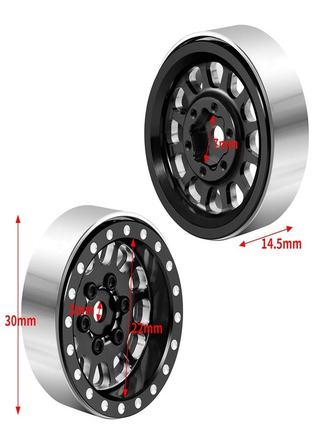 مجموعة عجلات MORLORDY 4 قطع 1.0 Plus Beadlock لسيارات الزحف التي تعمل بالتحكم عن بعد بمقياس 1/24 من طراز Axial SCX24 Gladiator Deadbolt Bronco C10 JLU (أسود) - Image 5